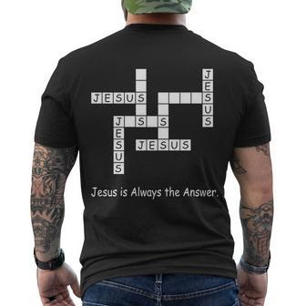 Jesus Is Always The Answer Christianity Crossword Men's T-shirt Back Print - Thegiftio