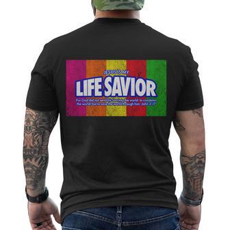 Jesus Is My Life Savior Tshirt Men's Crewneck Short Sleeve Back Print T-shirt - Monsterry AU