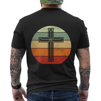 Jesus Retro Cross Christ God Faith Religious Funny Christian Men's Crewneck Short Sleeve Back Print T-shirt - Monsterry CA