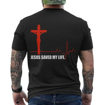 Jesus Saved My Life Tshirt Men's Crewneck Short Sleeve Back Print T-shirt - Monsterry DE