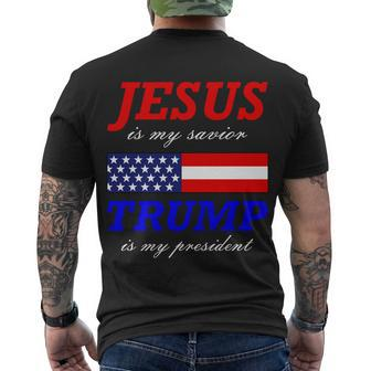 Jesus Savior Trump President Men's Crewneck Short Sleeve Back Print T-shirt - Monsterry UK