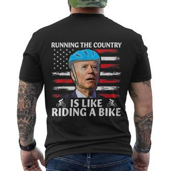 Joe Biden Falling Off Bike Running The Country Is Like Riding A Bike V4 Men's Crewneck Short Sleeve Back Print T-shirt - Monsterry
