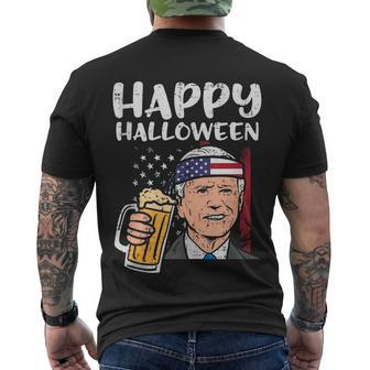 Joe Biden Us Flag Happy Halloween Funny Patriotic Men Women Men's Crewneck Short Sleeve Back Print T-shirt - Monsterry
