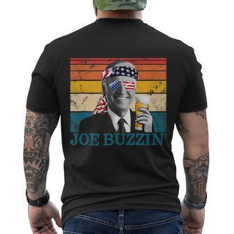 Joe Buzzin 4Th Of July Retro Drinking President Joe Biden Men's Crewneck Short Sleeve Back Print T-shirt - Monsterry DE