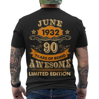 June 90 Year Old Vintage 1932 90Th Birthday Men's T-shirt Back Print - Seseable