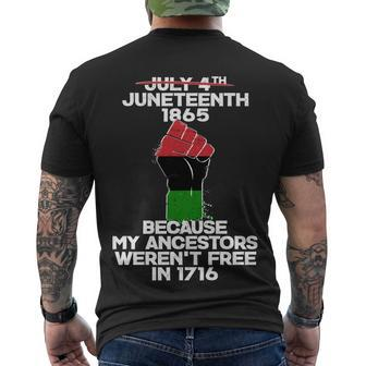 Juneteenth 1865 American African Freedom Day Men's Crewneck Short Sleeve Back Print T-shirt - Monsterry