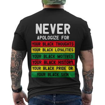 Juneteenth Black Pride Never Apologize For Your Blackness Men's T-shirt Back Print - Thegiftio UK