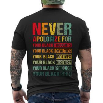 Juneteenth Black Pride Never Apologize For Your Blackness Men's T-shirt Back Print - Thegiftio UK