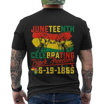 Juneteenth Celebrating Black Freedom 1865 African American Men's Crewneck Short Sleeve Back Print T-shirt - Monsterry