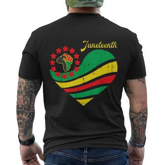 Juneteenth Heart Africa Fist June 19Th 1865 Men's T-shirt Back Print - Thegiftio UK