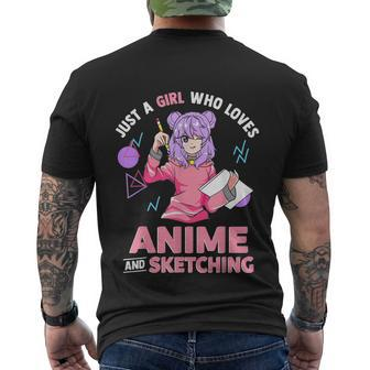 Just A Girl Who Loves Anime And Sketching Men's Crewneck Short Sleeve Back Print T-shirt - Monsterry DE