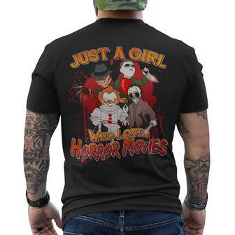 Just A Girl Who Loves Horror Movies Tshirt Men's Crewneck Short Sleeve Back Print T-shirt - Monsterry