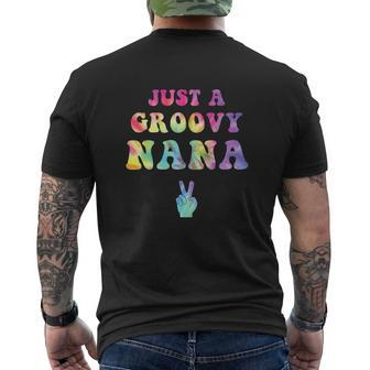 Just A Groovy Nana Tie Dye Hippie Mom Peace Sign Men's Crewneck Short Sleeve Back Print T-shirt - Monsterry
