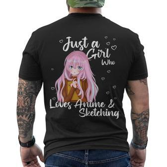 Just A Girl Who Loves Anime And Sketching Men's T-shirt Back Print - Thegiftio UK