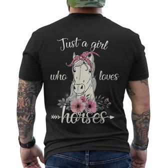 Just A Girl Who Loves Horses Cute Graphic Horse Men's T-shirt Back Print - Thegiftio UK
