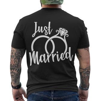 Just Married Ring Logo Men's Crewneck Short Sleeve Back Print T-shirt - Monsterry UK