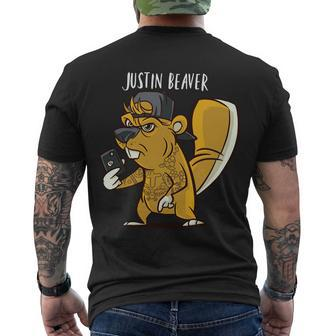 Justin Beaver Tshirt Men's Crewneck Short Sleeve Back Print T-shirt - Monsterry DE