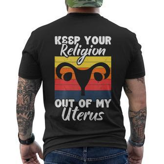Keep Your Religion Out Off My Uterus Feminist Retro Men's Crewneck Short Sleeve Back Print T-shirt - Monsterry CA