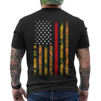 Kente Us African American Flag Men's Crewneck Short Sleeve Back Print T-shirt - Monsterry CA