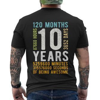 Kids 10Th Birthday Gift 10 Years Old Vintage Retro 120 Months Men's Crewneck Short Sleeve Back Print T-shirt - Monsterry