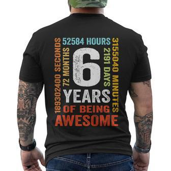 Kids 6Th Birthday 6 Years Old Vintage Retro 72 Months Men's Crewneck Short Sleeve Back Print T-shirt - Monsterry AU