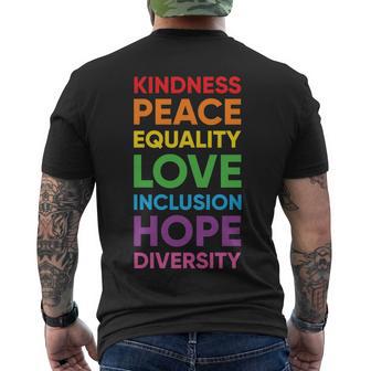 Kindness Peace Equality Love Hope Lgbt Pride Month Men's Crewneck Short Sleeve Back Print T-shirt - Monsterry UK