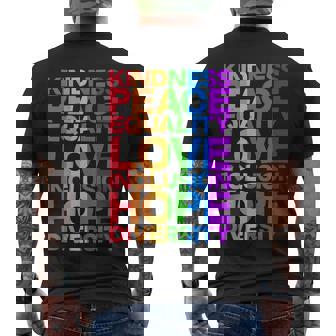 Kindness Peace Equality Love Inclusion Hope Diversity V2 Men's Crewneck Short Sleeve Back Print T-shirt - Monsterry