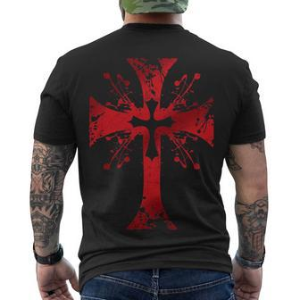 Knight Templar T Shirt - The Warrior Of God Bloodstained Cross - Knight Templar Store Men's T-shirt Back Print - Seseable