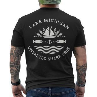 Lake Michigan Unsalted Shark Free Great Lakes Men's T-shirt Back Print - Thegiftio UK