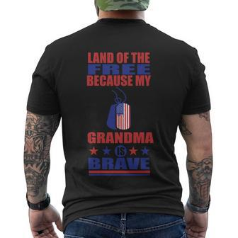 Land Of The Free Because My Grandma Is Brave 4Th Of July Men's Crewneck Short Sleeve Back Print T-shirt - Monsterry