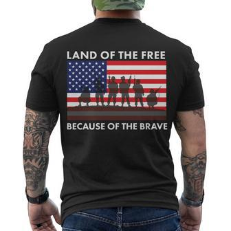 Land Of The Free Because Of The Brave Men's Crewneck Short Sleeve Back Print T-shirt - Monsterry