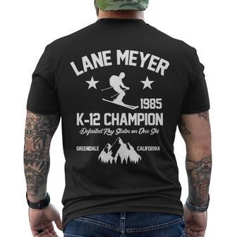 Lane Meyer 1985 K-12 Champion Tshirt Men's Crewneck Short Sleeve Back Print T-shirt - Monsterry CA