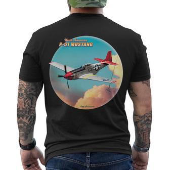 Larry Grossman - P-51 Mustang Plane Tshirt Men's Crewneck Short Sleeve Back Print T-shirt - Monsterry CA