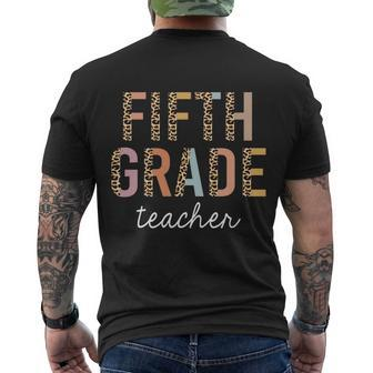 Leopard Fifth Grade Teacher Cute 5Th Grade Back To School Gift Men's Crewneck Short Sleeve Back Print T-shirt - Monsterry