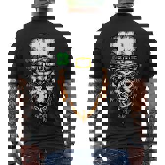 Leprechaun Irish Skull Skeleton Ginger Beard St Patricks Day Men's Crewneck Short Sleeve Back Print T-shirt - Monsterry