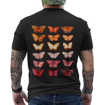 Lesbian Flag Color Butterfly Subtle Sapphic Pride Aesthetic Men's Crewneck Short Sleeve Back Print T-shirt - Monsterry