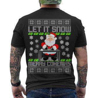 Let It Snow Merry Cokemas Santa Claus Ugly Christmas Tshirt Men's Crewneck Short Sleeve Back Print T-shirt - Monsterry UK