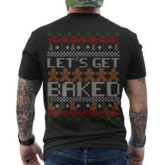 Lets Get Baked Ugly Christmas Sweater Tshirt Men's Crewneck Short Sleeve Back Print T-shirt - Monsterry