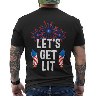 Lets Get Lit 4Th Of July With Fireworks Gift Men's Crewneck Short Sleeve Back Print T-shirt - Monsterry CA