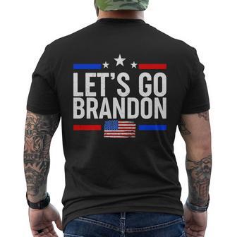 Lets Go Brandon Distress Usa Flag Fjb Chant Tshirt Men's Crewneck Short Sleeve Back Print T-shirt - Monsterry CA