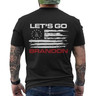 Lets Go Brandon Let Go Brandon Fjb Funny Fjb Fjb Funny Brandon Flag Funny Men's Crewneck Short Sleeve Back Print T-shirt - Monsterry