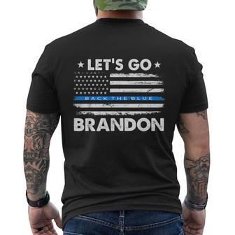 Lets Go Brandon Shirt Thin Blue Line Us Flag Men's Crewneck Short Sleeve Back Print T-shirt - Monsterry AU