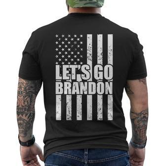 Lets Go Brandon Vintage American Flag Tshirt Men's Crewneck Short Sleeve Back Print T-shirt - Monsterry UK
