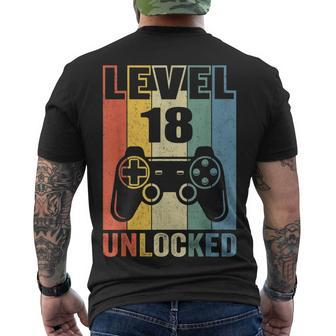 Level 18 Unlocked 18Th Video Gamer Birthday Boy V2 Men's T-shirt Back Print - Seseable