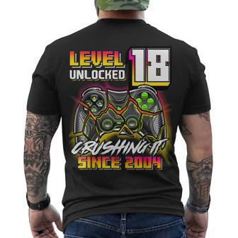 Level 18 Unlocked Crushing It 2004 Video Game 18Th Birthday Men's T-shirt Back Print - Seseable