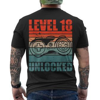 Level 18 Unlocked - Video Gamer Boy 18Th Birthday Gaming Men's T-shirt Back Print - Seseable