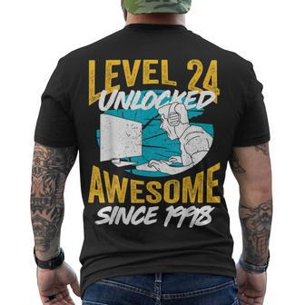 Level 24 Unlocked Awesome 1998 24Th Birthday Man Video Game Men's T-shirt Back Print - Seseable