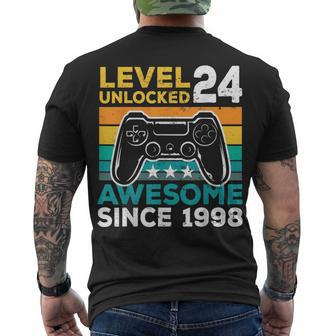 Level 24 Unlocked Awesome 1998 24Th Birthday Man Video Game V2 Men's T-shirt Back Print - Seseable