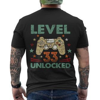 Level 33 Unlocked 1989 Birthday Gift Men's Crewneck Short Sleeve Back Print T-shirt - Monsterry AU
