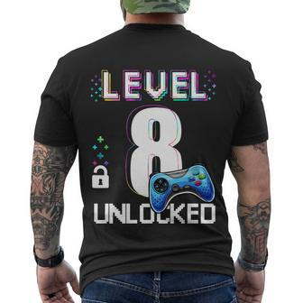 Level 8 Unlocked Video Game 8Th Birthday Boy Gamer Men's T-shirt Back Print - Thegiftio UK